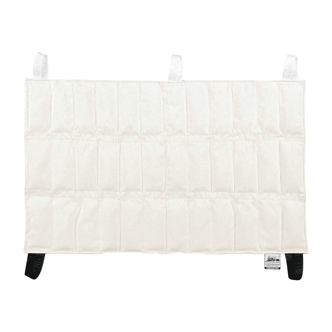 Chattanooga Hydrocollator HotPac, a white, quilted heat pack with two attachment loops, used for therapeutic heating applications.