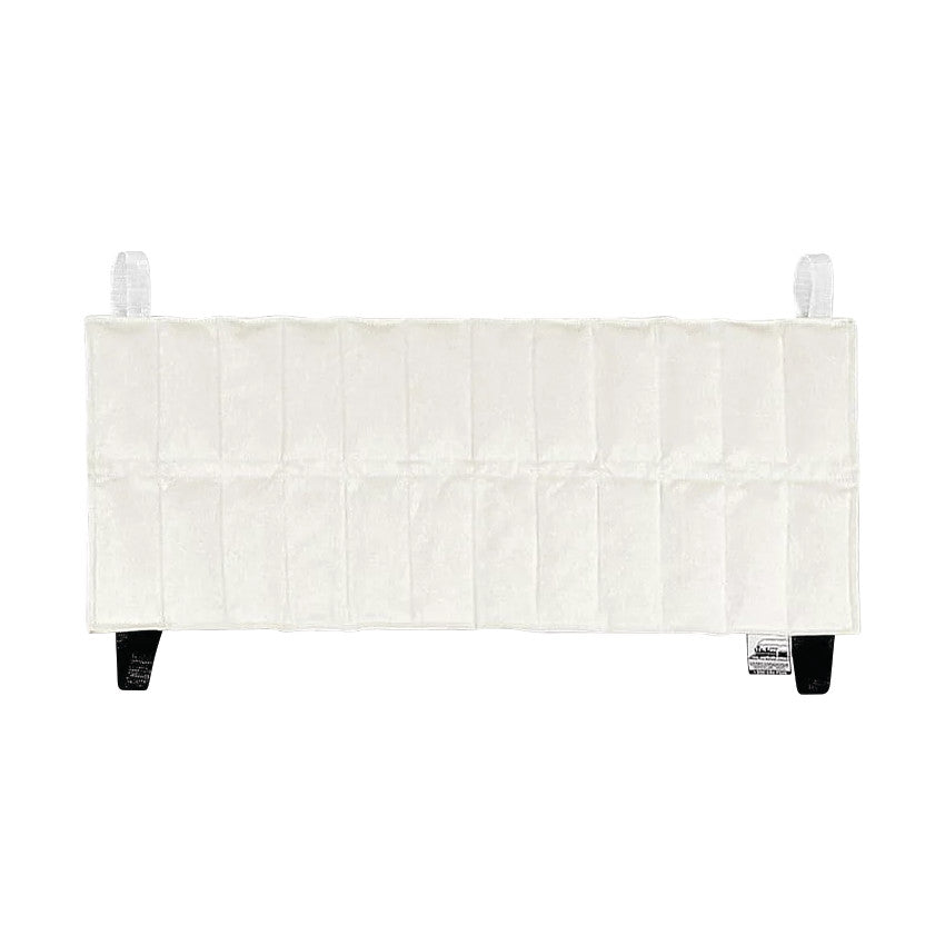 The Chattanooga Hydrocollator HotPac is a rectangular, cream-colored heat pad with straps for securing.