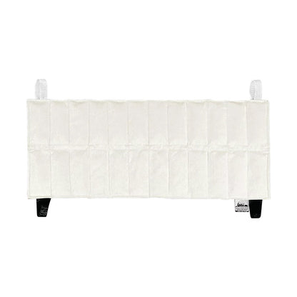 The Chattanooga Hydrocollator HotPac is a rectangular, cream-colored heat pad with straps for securing.