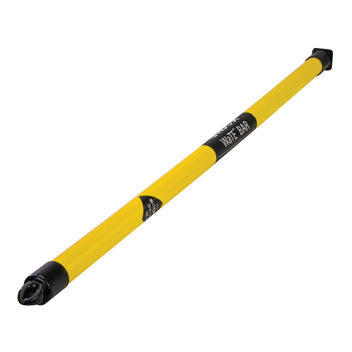 Yellow CanDo WaTE Bar with black ends and labels, designed for body conditioning, core training, and physical therapy exercises.