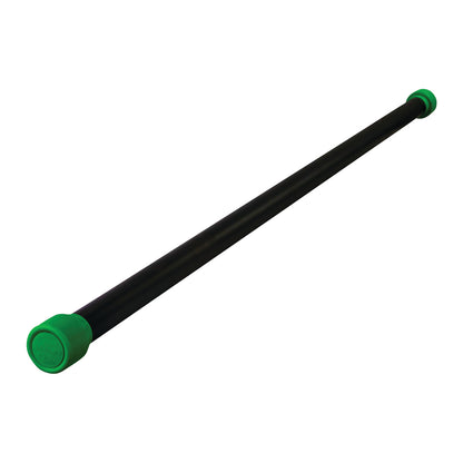 The CanDo WaTE Bar is a long black bar with green caps on both ends, used for exercise or physical therapy.