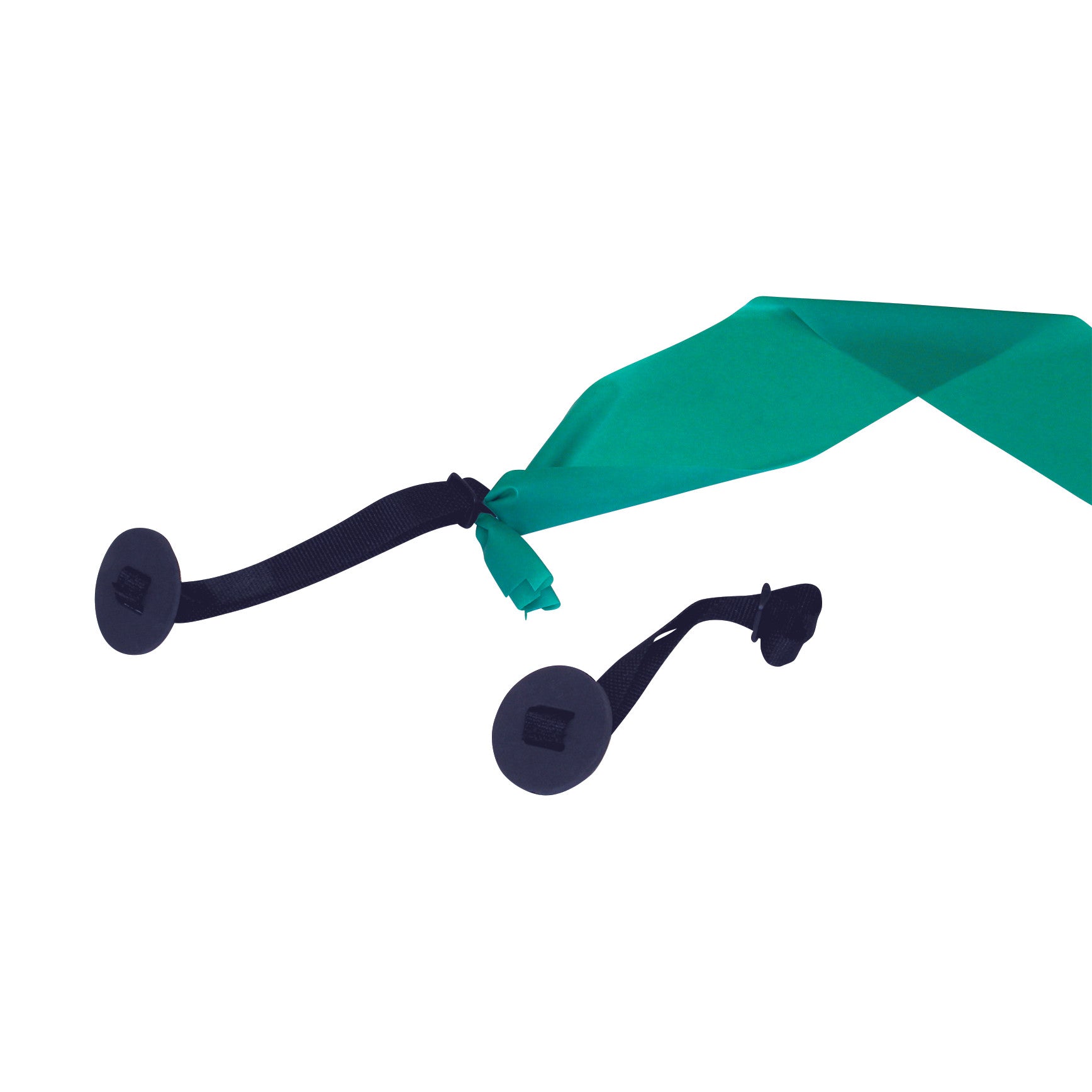 CanDo Premium Door Jamb Disc Anchor Strap with a green resistance band attached, featuring two black round discs.