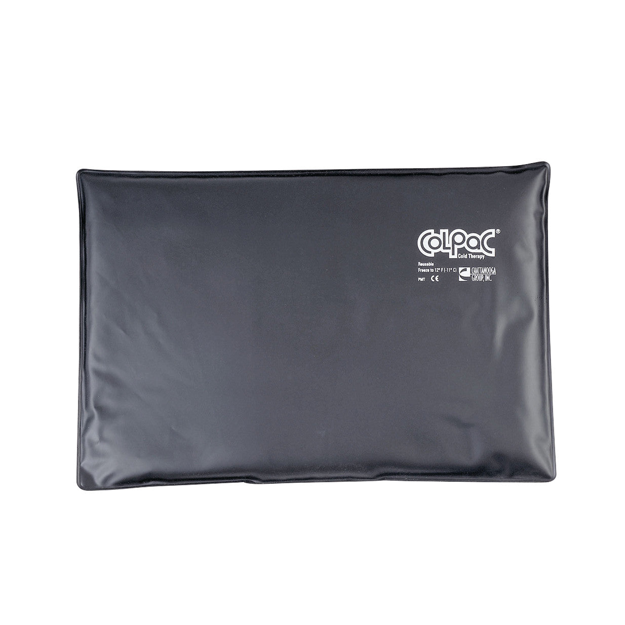 A Chattanooga Hydrocollator ColpaC, black and rectangular, used for cold therapy with printed text on the upper right corner.