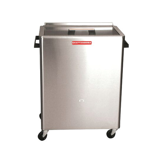 The Chattanooga Hydrocollator Heating Unit is a stainless steel mobile heating unit on wheels with a top handle.