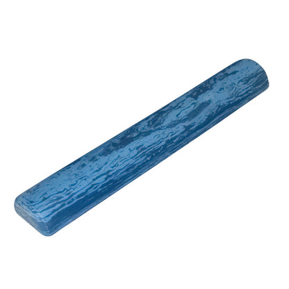 A blue CanDo EVA Mottled Foam Roller with a textured, marbled surface, designed for physical therapy and exercise.