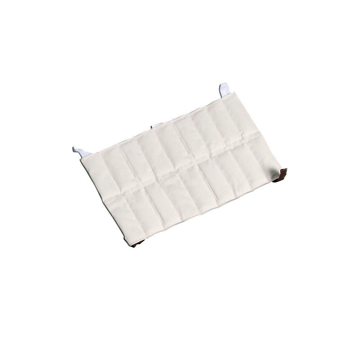 A white quilted rectangular AliMed Hot Pack with straps on the corners, designed for therapeutic heat application.