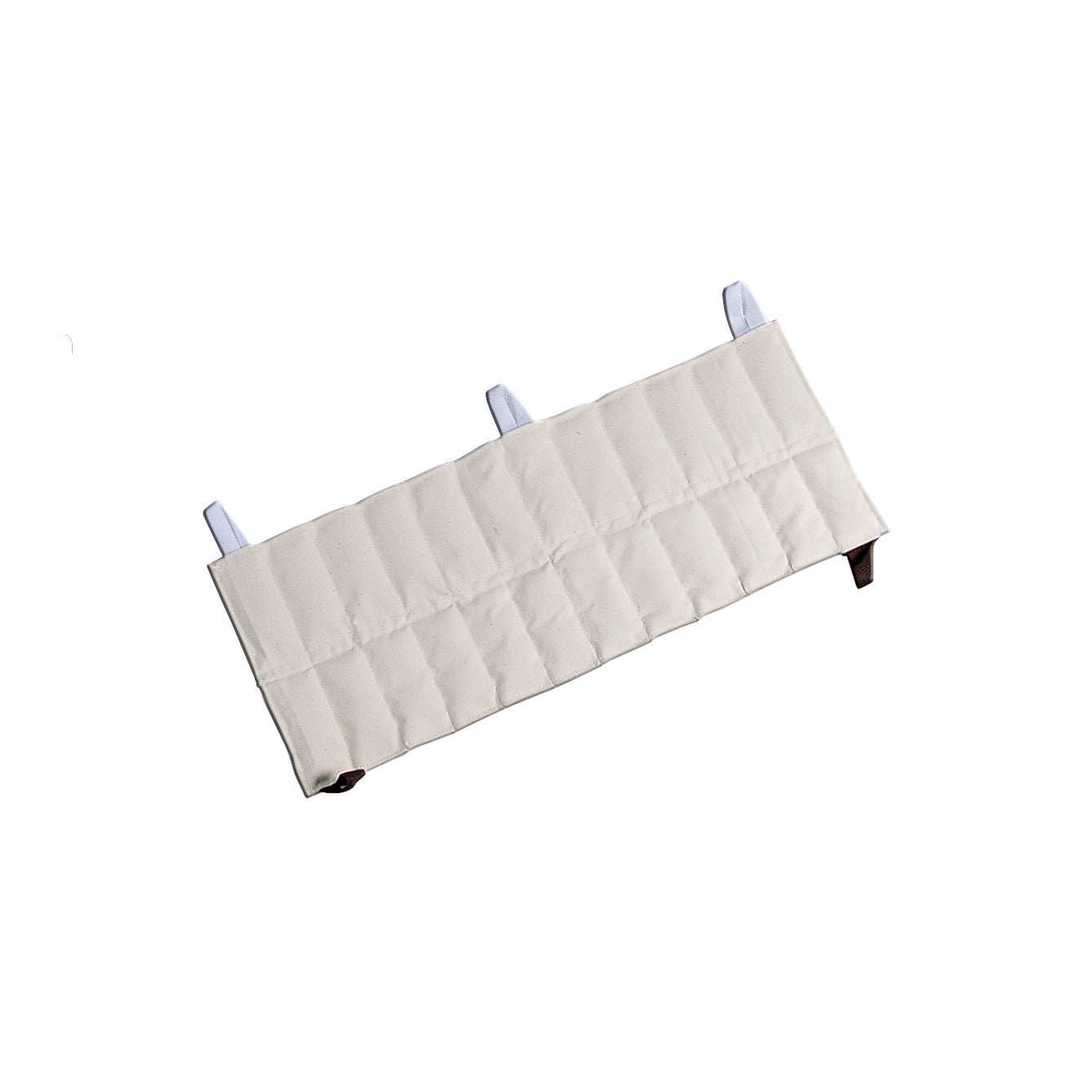 An AliMed Hot Pack with a quilted beige cover and loop handles, used for therapeutic heat application.