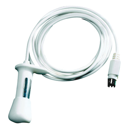 The Pathway Vaginal/Rectal sEMG Sensors device is shown with a white cable and connector, used for electromyography.