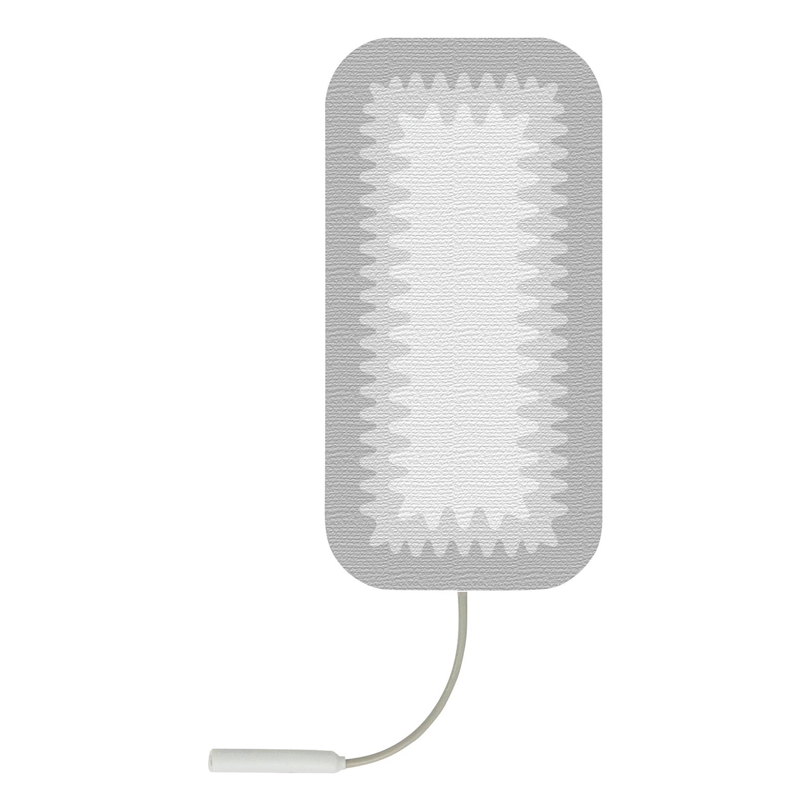 Uni-Patch StarBurst Electrode with a gray, rectangular design featuring a textured center and an attached lead wire.