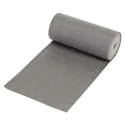 A roll of CanDo Val-U-Band Non-Latex Exercise Band in gray, partially unrolled on a white background.