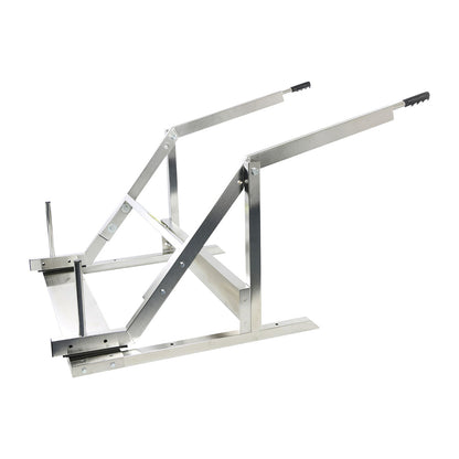 The CanDo Rickshaw Rehab Exerciser is a metal exercise device featuring two long handles for rehabilitation use.