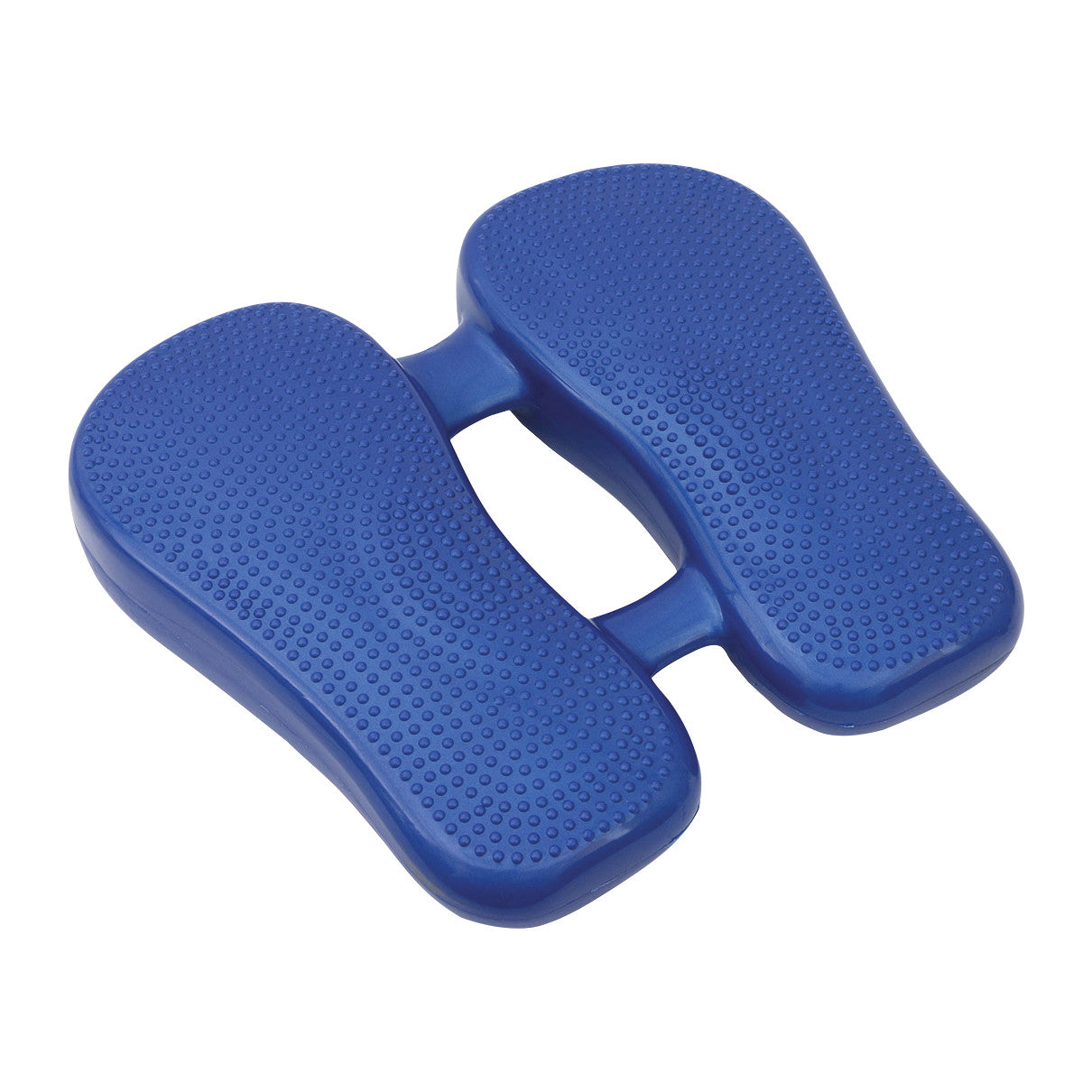 The CanDo Vestibular Stepper is a blue foot-shaped balance device with textured surfaces for enhancing stability and coordination.