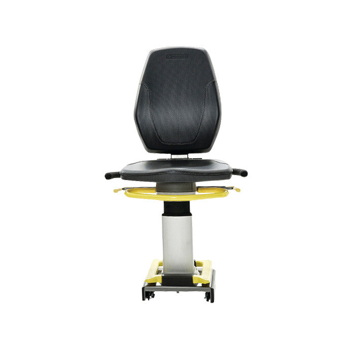 The SciFit PRO1000 Upper Body Exerciser features a black seat with yellow and silver components, designed for upper body workouts.