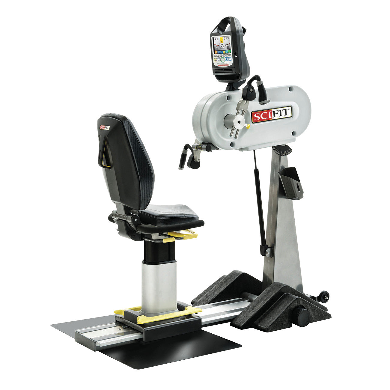 The SciFit PRO1 Upper Body Exerciser features an adjustable seat and console with hand grips for arm workouts.