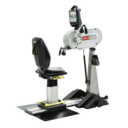 The SciFit PRO1 Upper Body Exerciser features an adjustable seat and console with hand grips for arm workouts.
