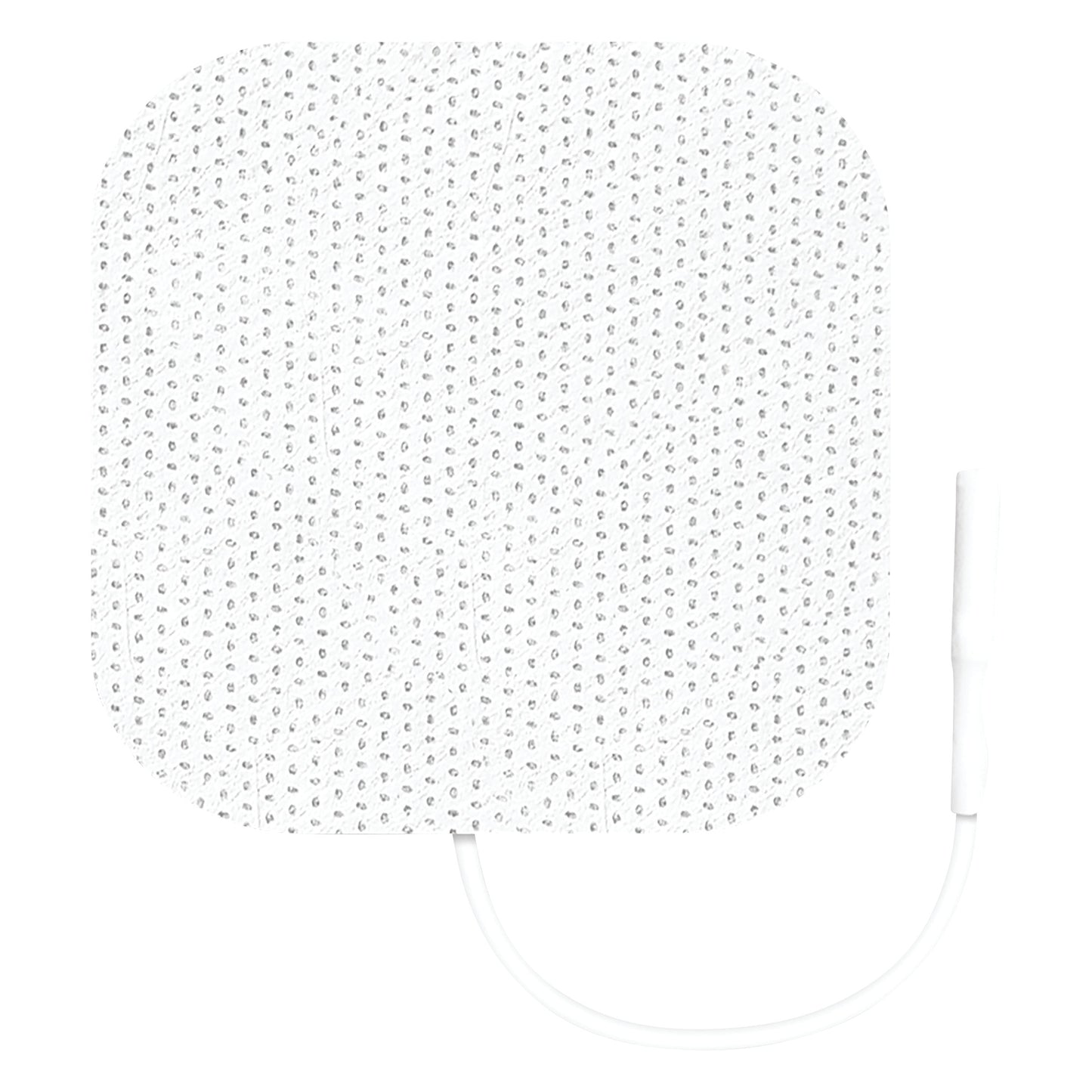 Square ValuTrode X Cloth Electrode with rounded corners and a connector wire, featuring a dotted adhesive surface.