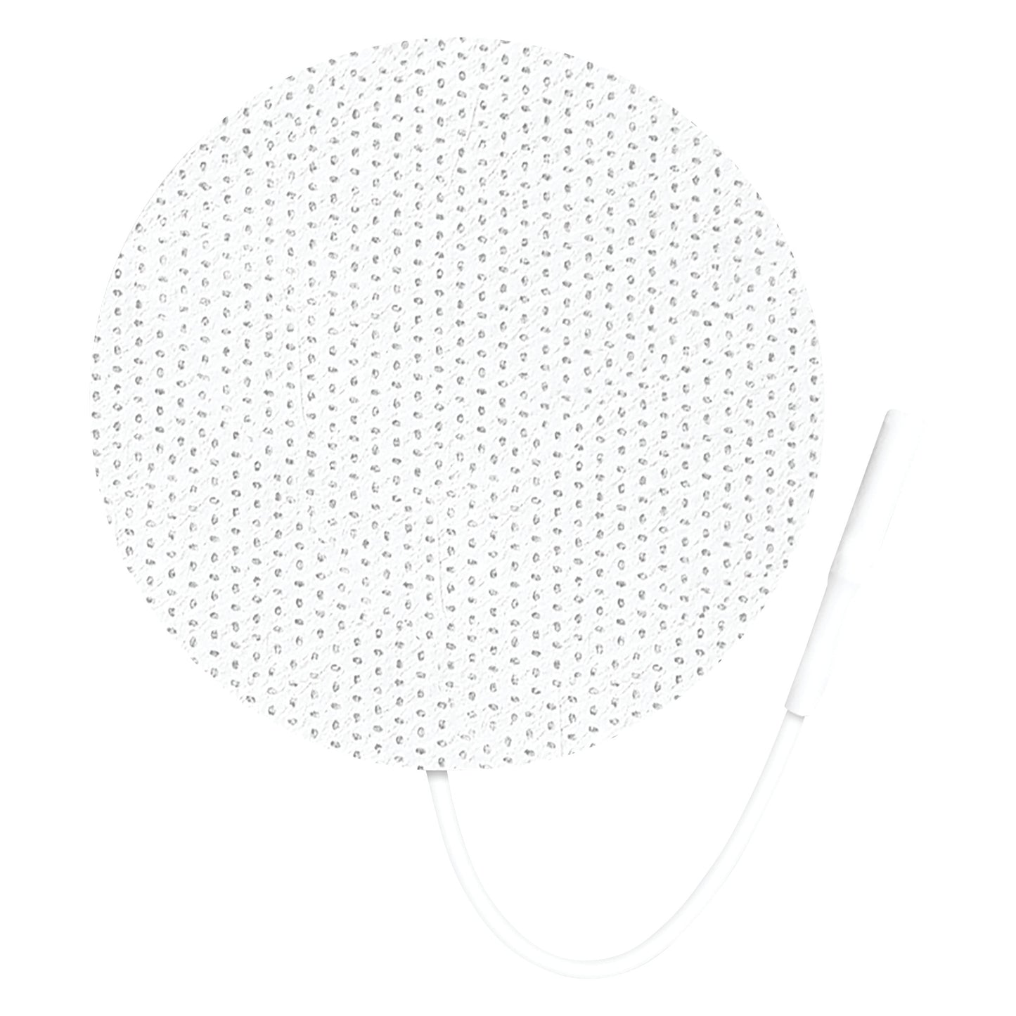 Round ValuTrode X Cloth Electrode with a white dotted surface and attached cable.