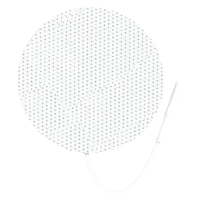 Round ValuTrode X Cloth Electrode with a white dotted surface and attached cable.