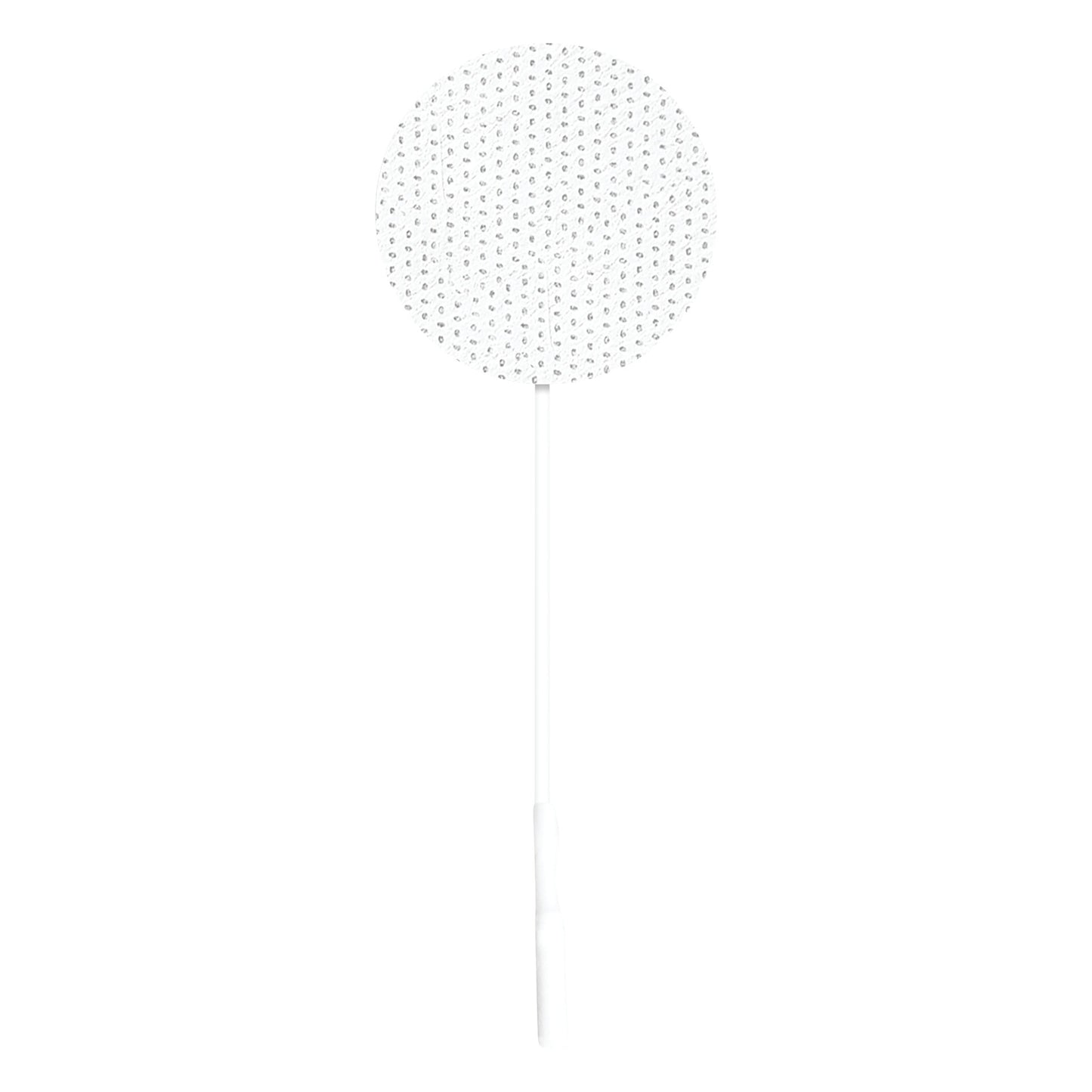 The ValuTrode Cloth Electrode is a round, white electrode with a long handle, featuring a pattern of small silver dots.