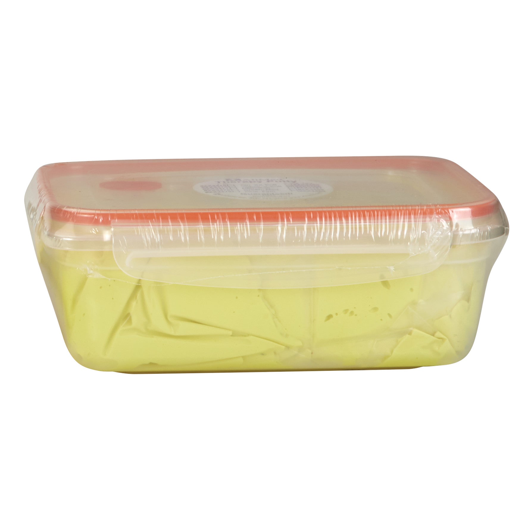 A sealed rectangular container holds yellow AliMed Color-Coded Therapy Putty with a red lid and clear plastic wrap.