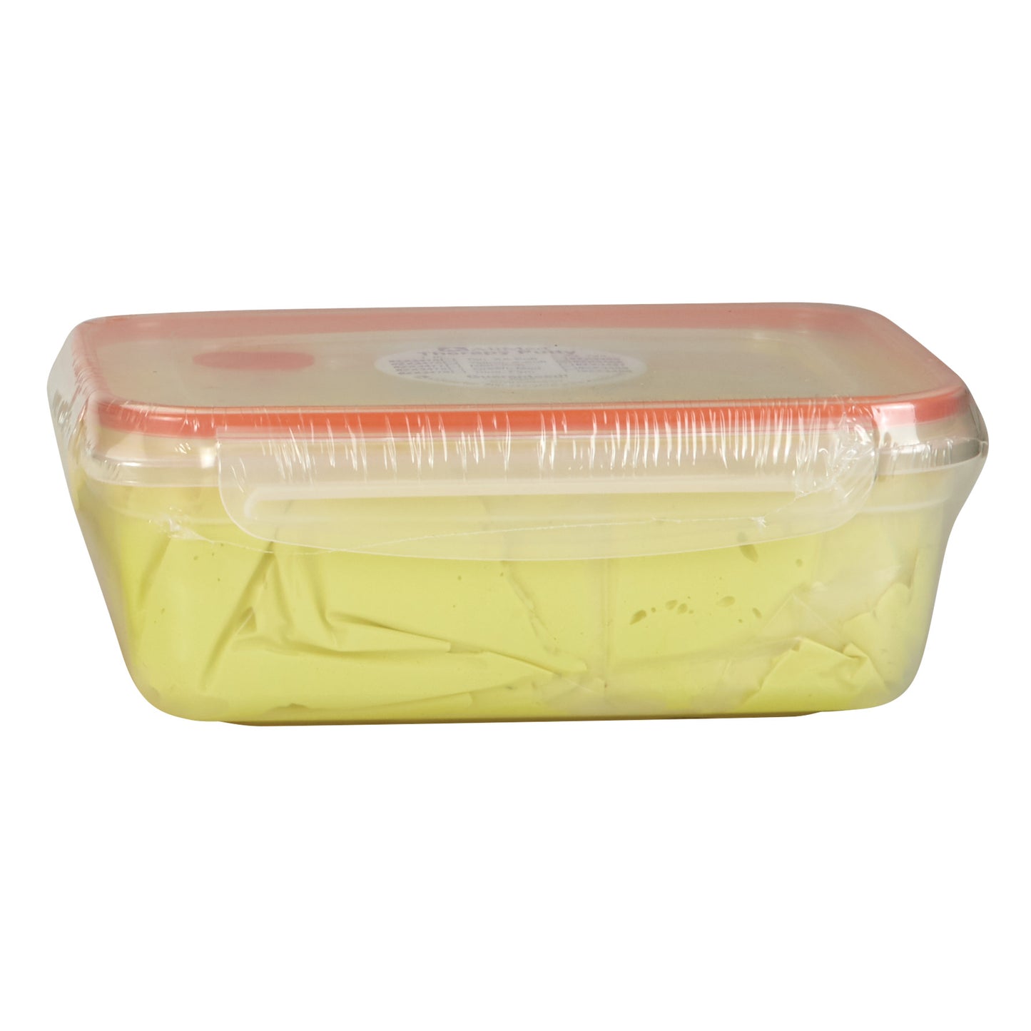 A sealed rectangular container holds yellow AliMed Color-Coded Therapy Putty with a red lid and clear plastic wrap.
