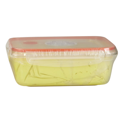 A sealed rectangular container holds yellow AliMed Color-Coded Therapy Putty with a red lid and clear plastic wrap.