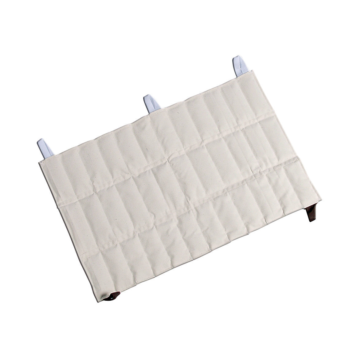 A beige AliMed Hot Pack with a quilted design and three fabric loops for easy handling or attachment.