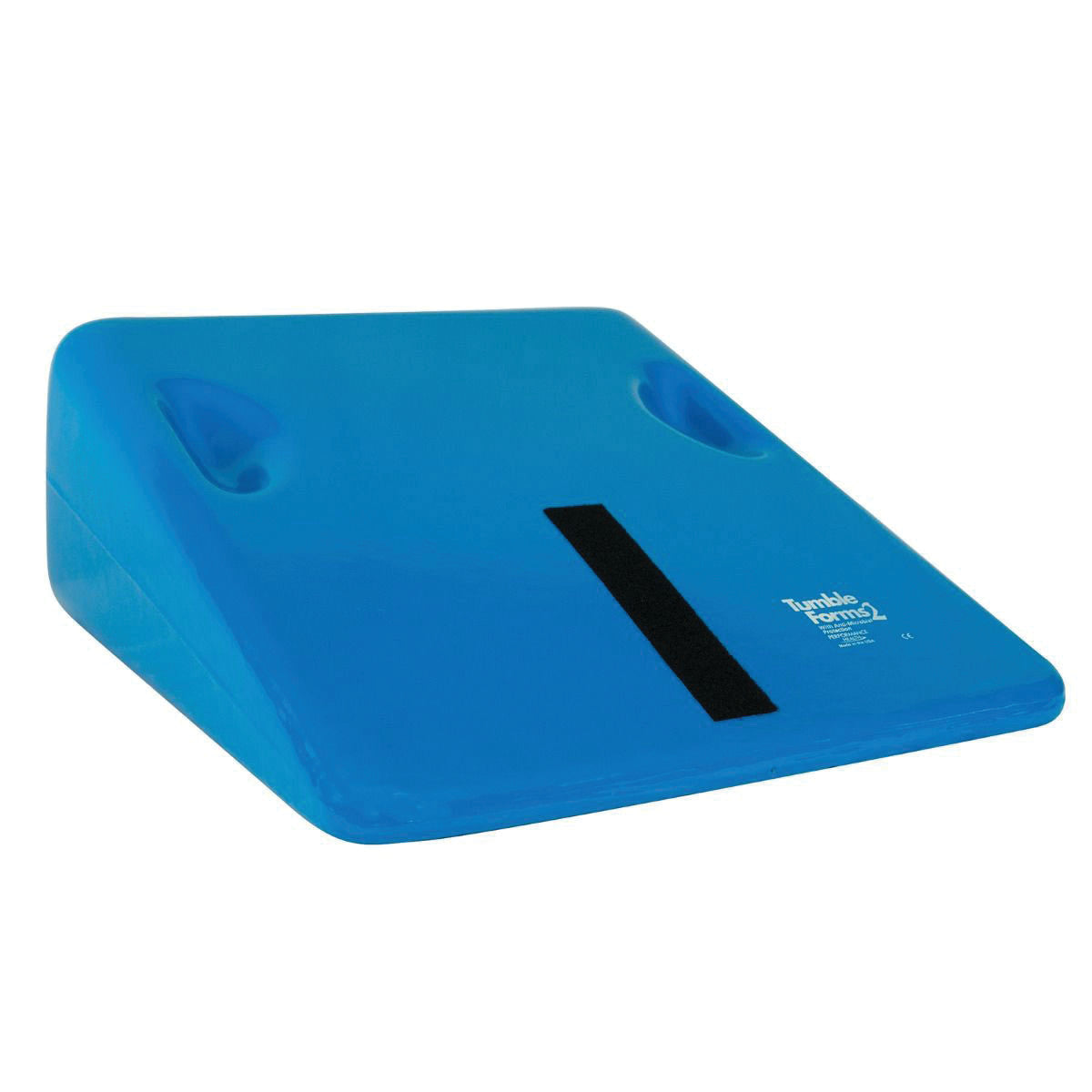 Blue Tumble Forms2 Wedge with a black strip on the surface, featuring hand grips on both sides, designed for therapeutic use.