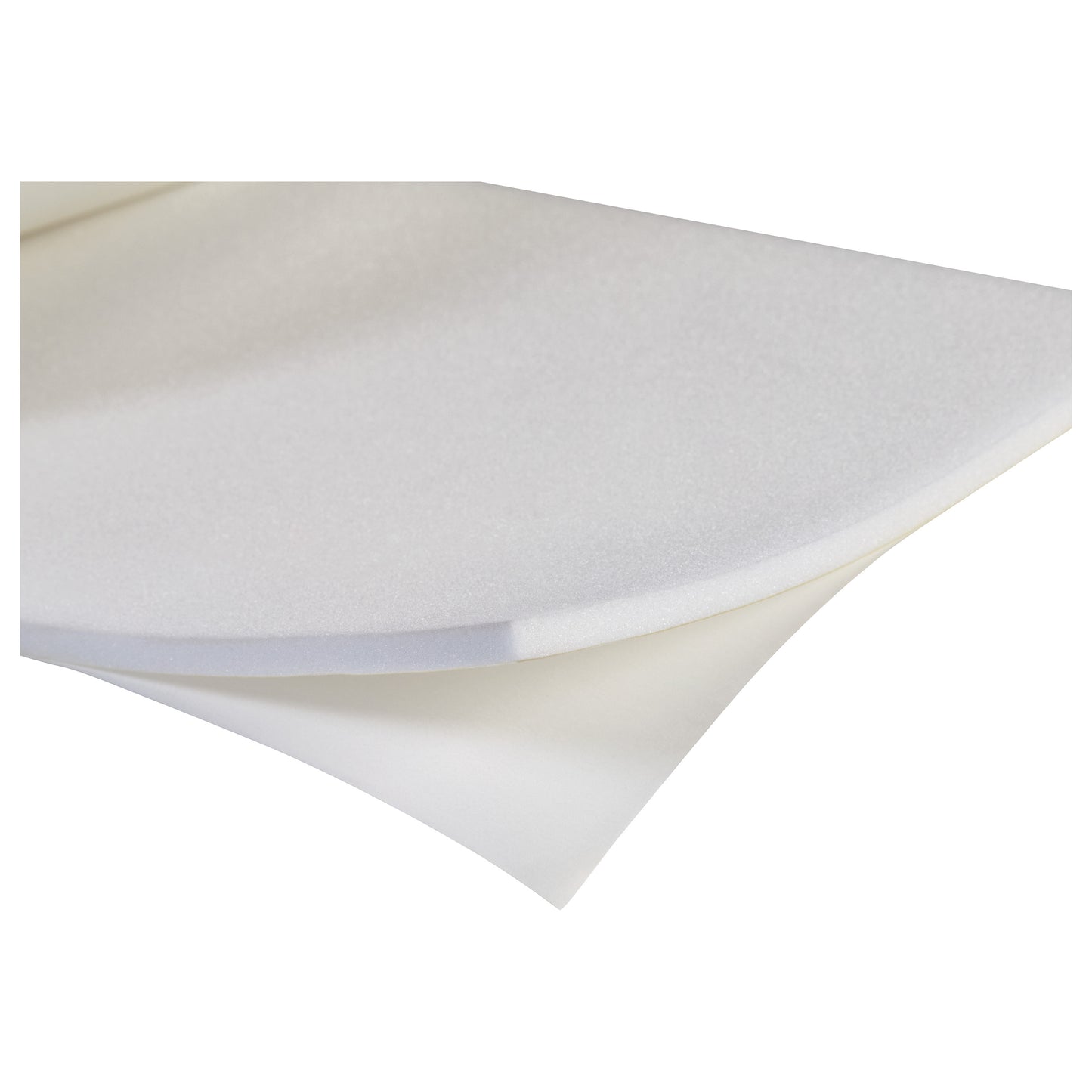 A sheet of AliMed Plastazote Self-Stick Padding, shown in white with a smooth texture and a peel-back adhesive layer.