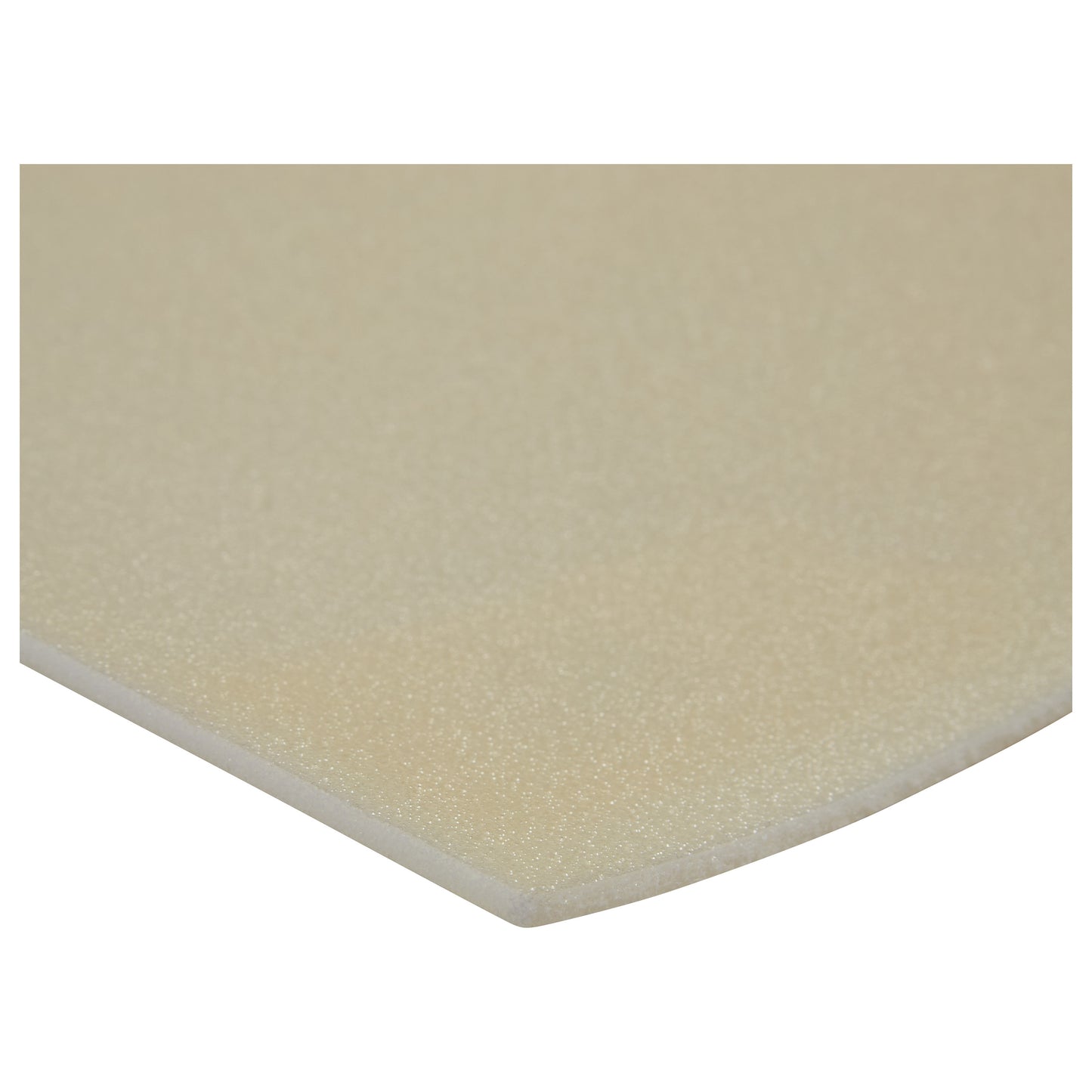 Close-up of the AliMed AliPlast XPE sheet, showing its beige, slightly textured surface and a thin, flat edge.
