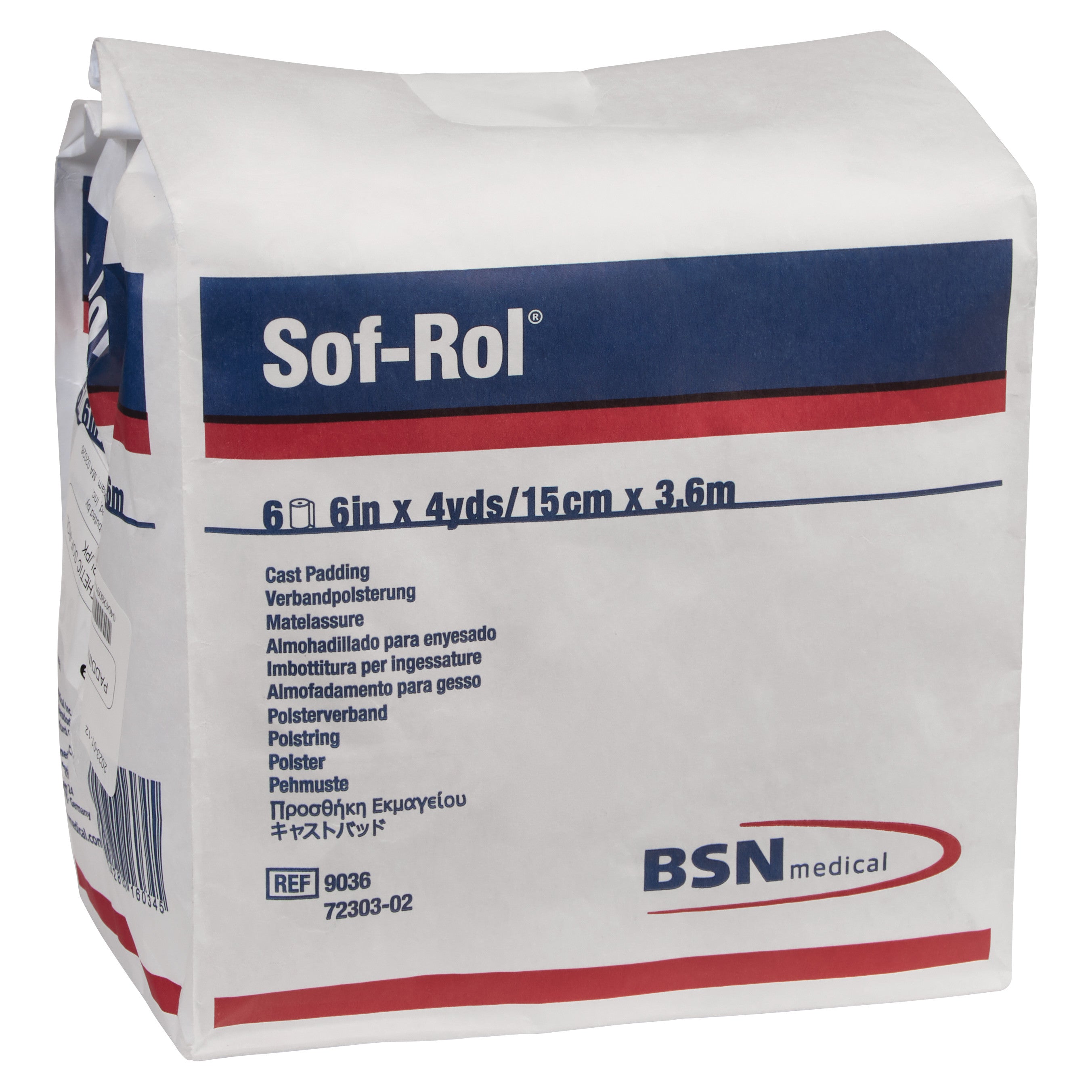 A package of Delta-Cast Sof-Rol Synthetic Cast Padding, measuring 6 inches by 4 yards, from BSN medical.