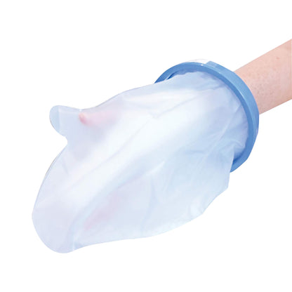 A person's arm is covered with a Brownmed SEAL-TIGHT Original Cast and Bandage Protector.