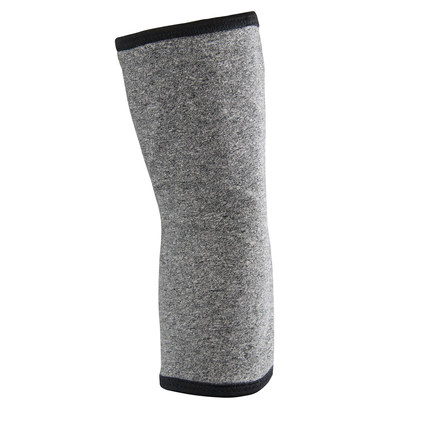 The Brownmed IMAK Compression Arthritis Elbow Sleeve is shown, featuring a grey textured fabric with black trim edges.