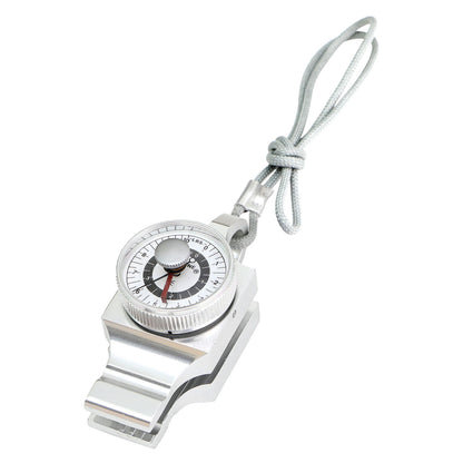A Baseline Pinch Gauge with a round dial, metal clip, and attached looped cord, used for measuring grip strength.
