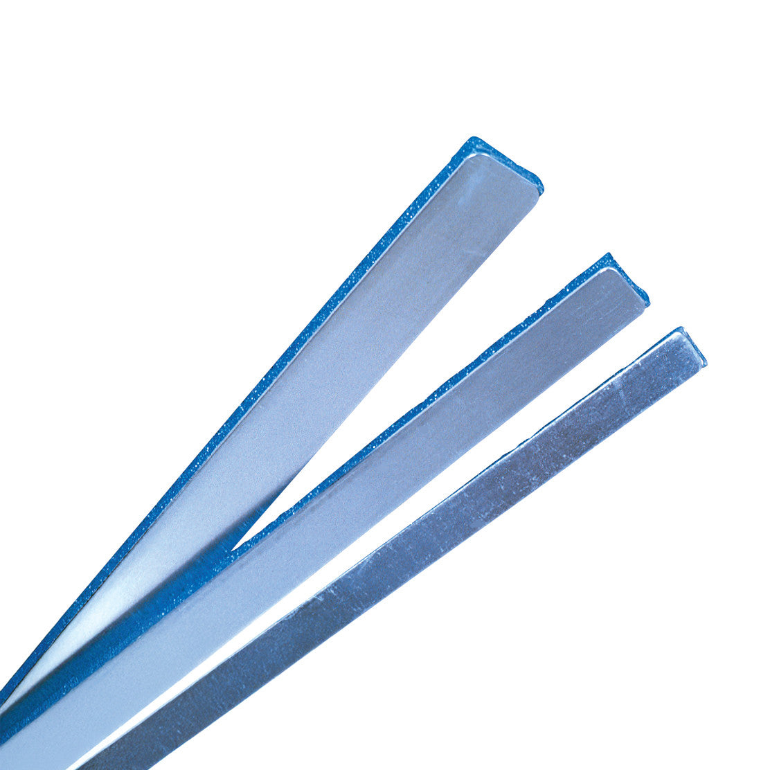 Three blue Finger Strip Fracture Splints are shown fanned out against a white background.