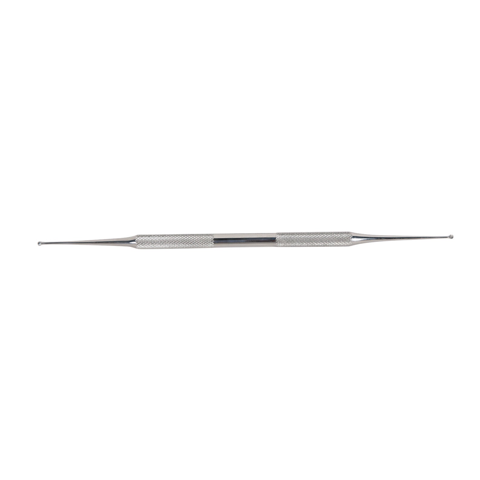 A Double-Ended Curette with a slender, elongated design and two small rounded ends, featuring textured grips in the center.