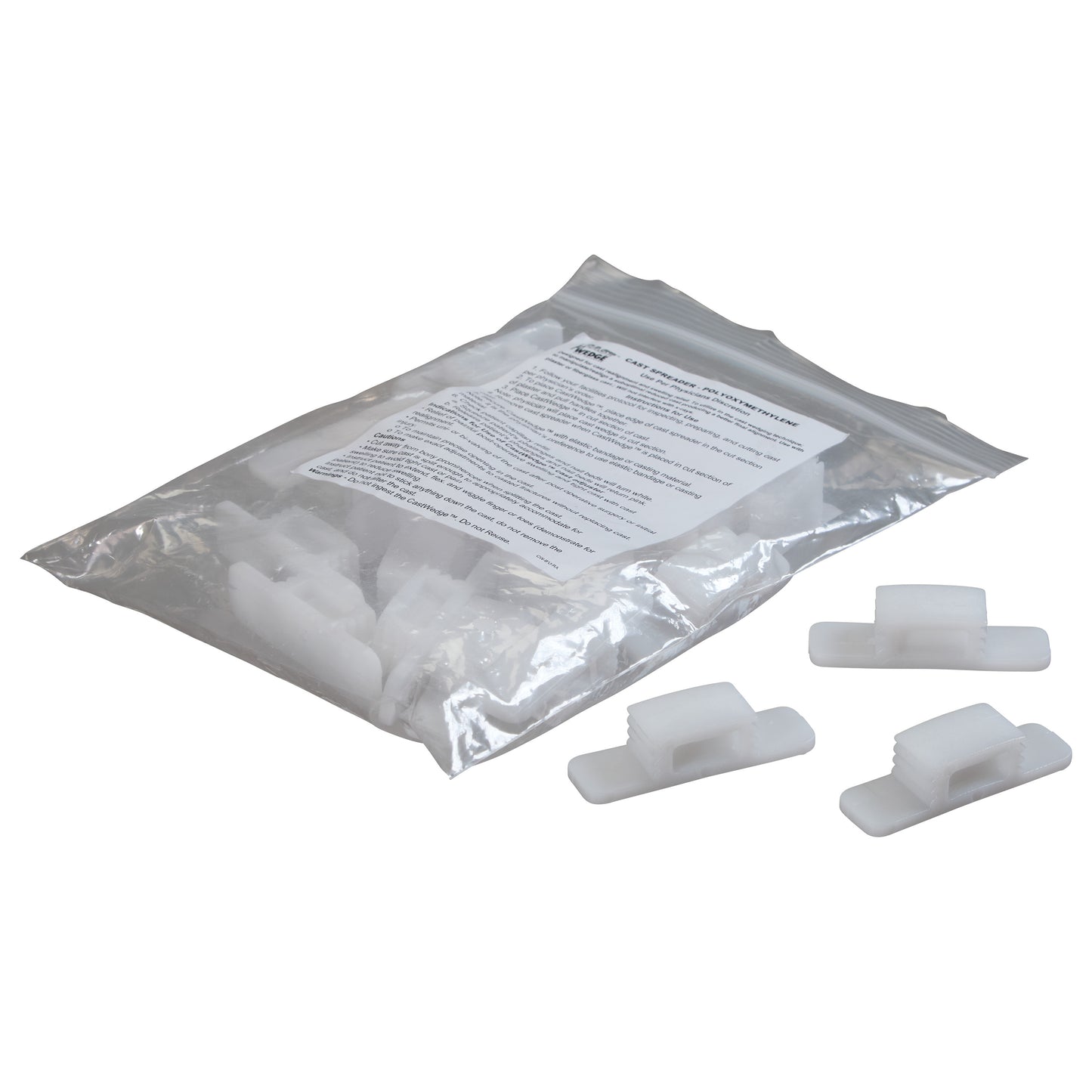 A clear bag containing multiple Replacement Wedges for CastWedge Starter Set, with three wedges displayed outside the bag.