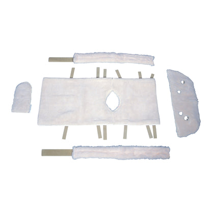 The image displays the AliMed CPM Pad Kit, consisting of multiple soft padded components designed for comfort and support.