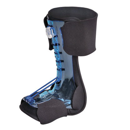 AliMed D2 PF Night Splint shown with a blue plastic frame and black padded straps, designed for foot support during sleep.