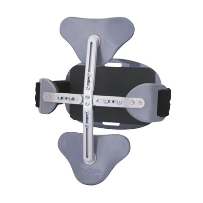 The Trulife CASH Spinal Hyperextension Orthosis with Hinged Sternal Pad features a metal frame and adjustable padded supports.
