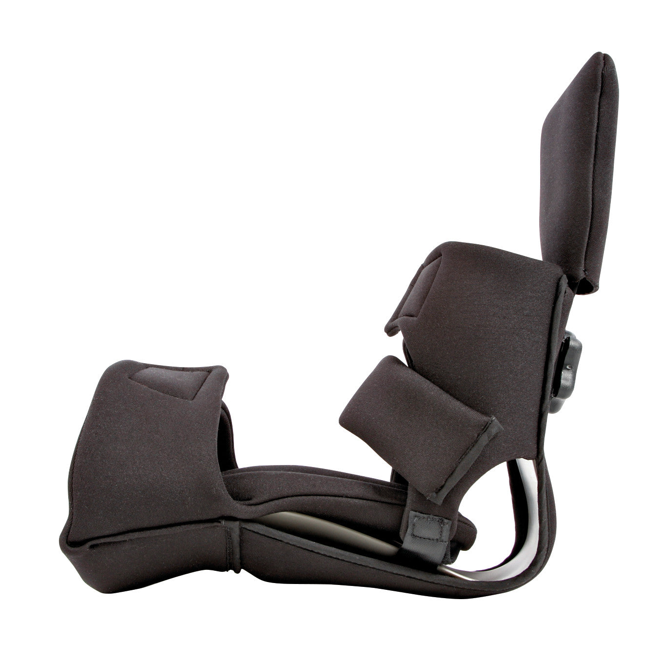 The AliMed MultiBoot Xtra Contracture Boot is a black orthopedic device designed to support and position the foot and ankle.