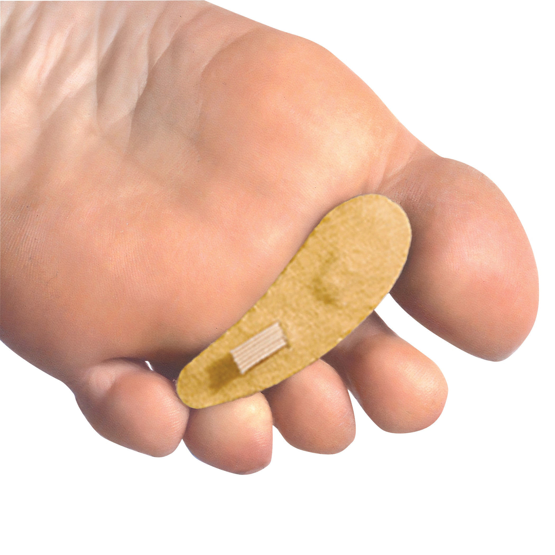 Close-up of a foot with a PediFix FELTastic Hammer Toe Cushion applied to the second toe.