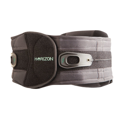 The Horizon 627 Lumbar Back Brace is a gray and black supportive belt designed to provide lower back stability and comfort.