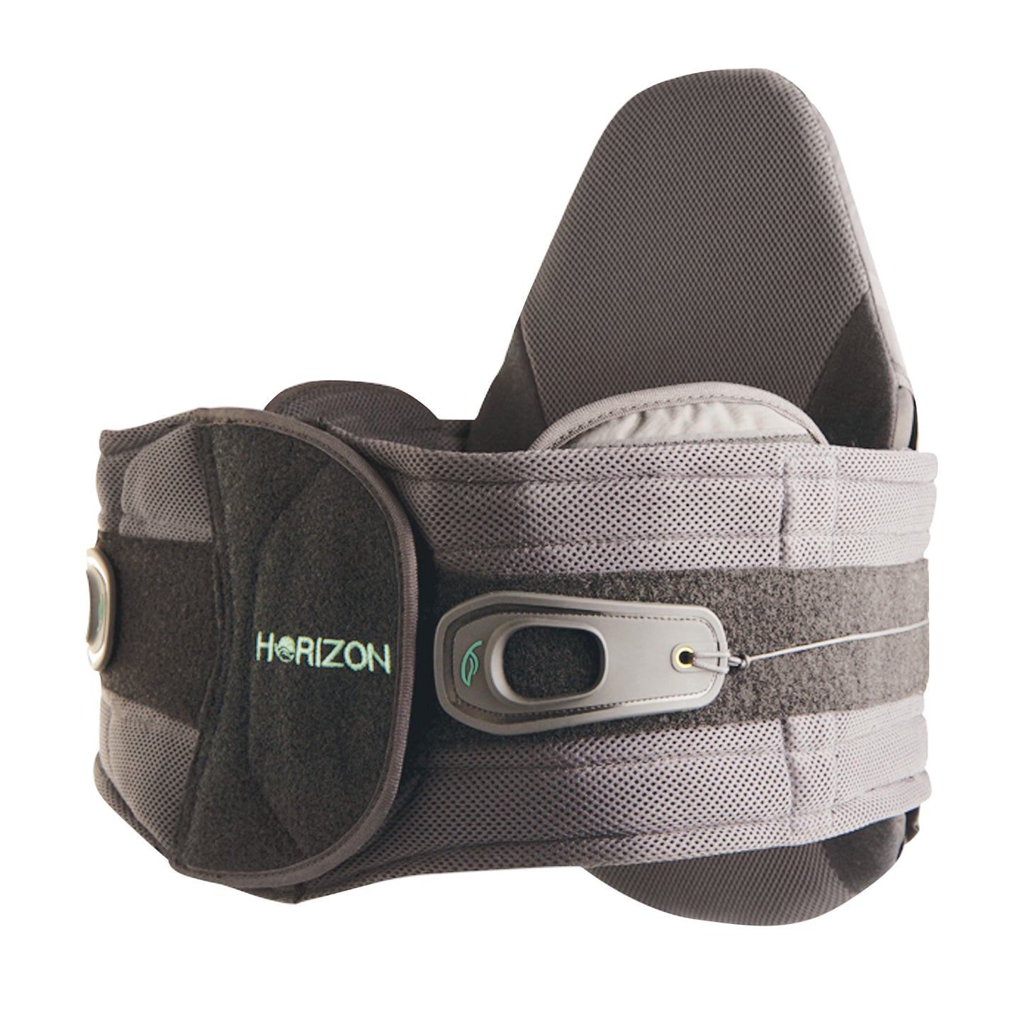 The Horizon 637 LSO Back Brace is a black and gray lumbar support with adjustable straps and a molded back panel for stabilization.