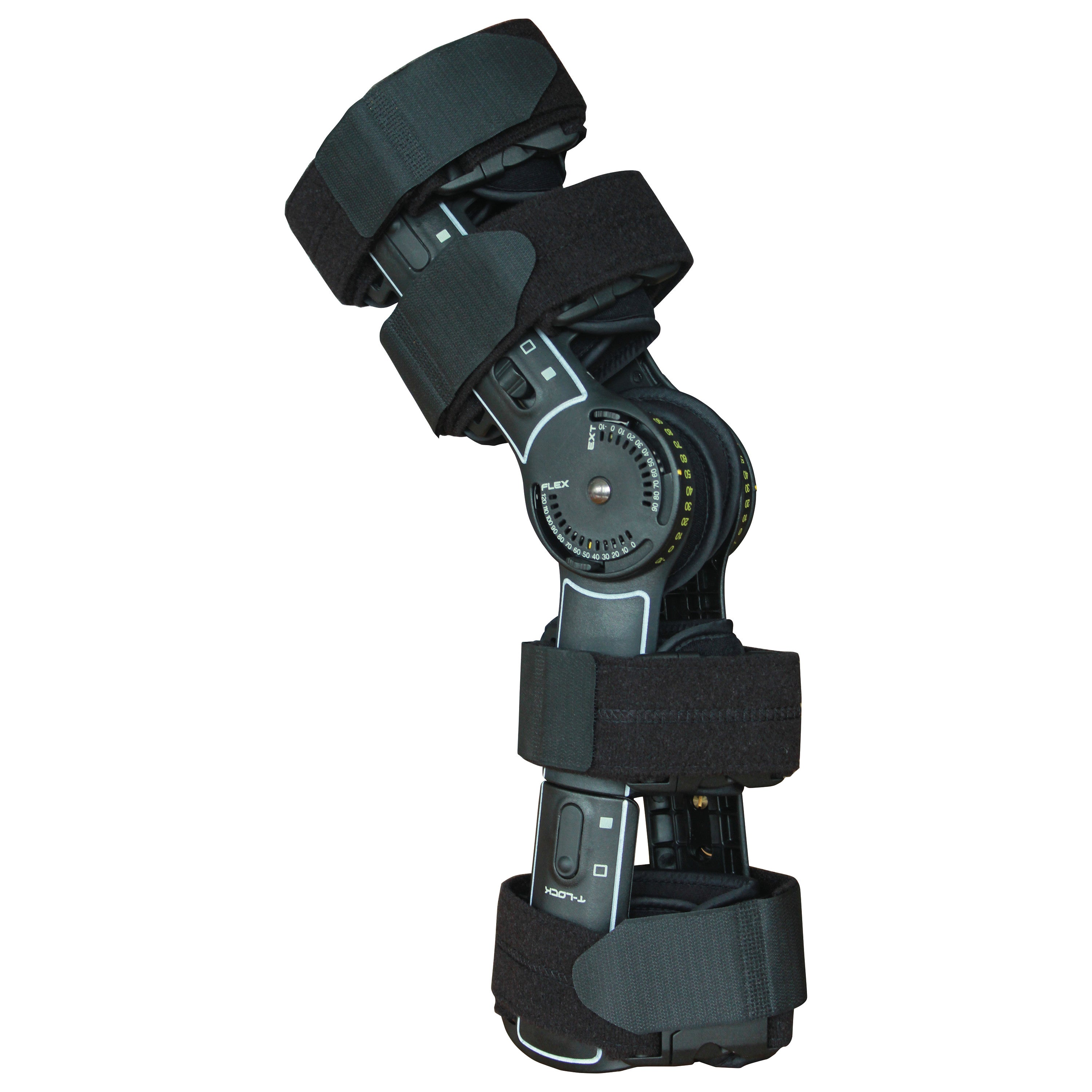 The AliMed Universal Telescoping ROM Knee Brace features adjustable straps and hinge technology for customizable knee support.