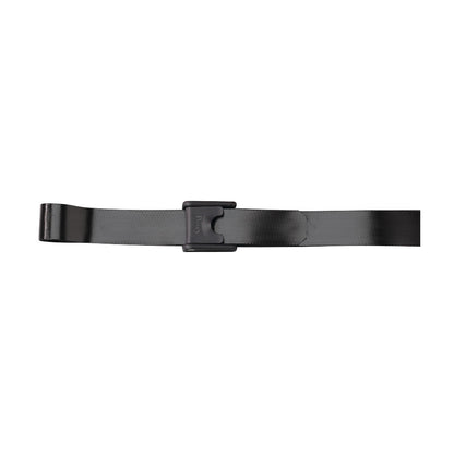 The Posey E-Z Clean Gait Belt is a black belt with a quick-release buckle, designed to assist in safely transferring patients.
