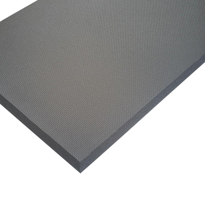 Superfoam Anti-Fatigue Mat with a gray textured surface and rectangular shape, designed to provide comfort and support.