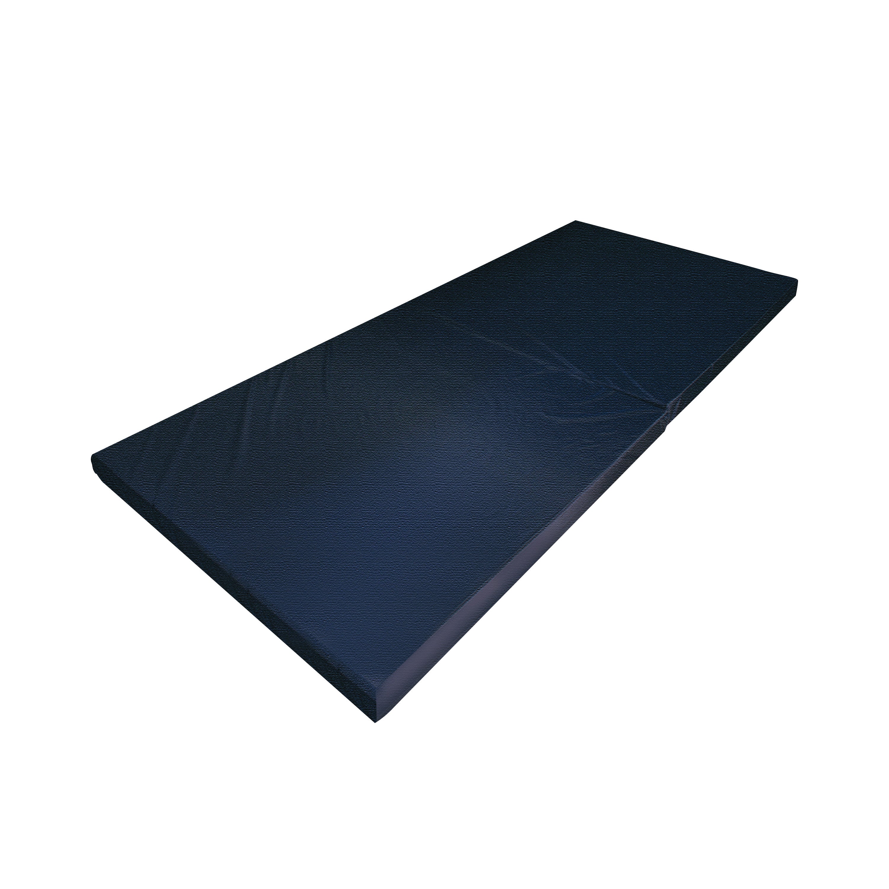NYOrtho Bedside Safety Mat with a dark blue cover, designed for fall protection beside beds, shown flat on the surface.