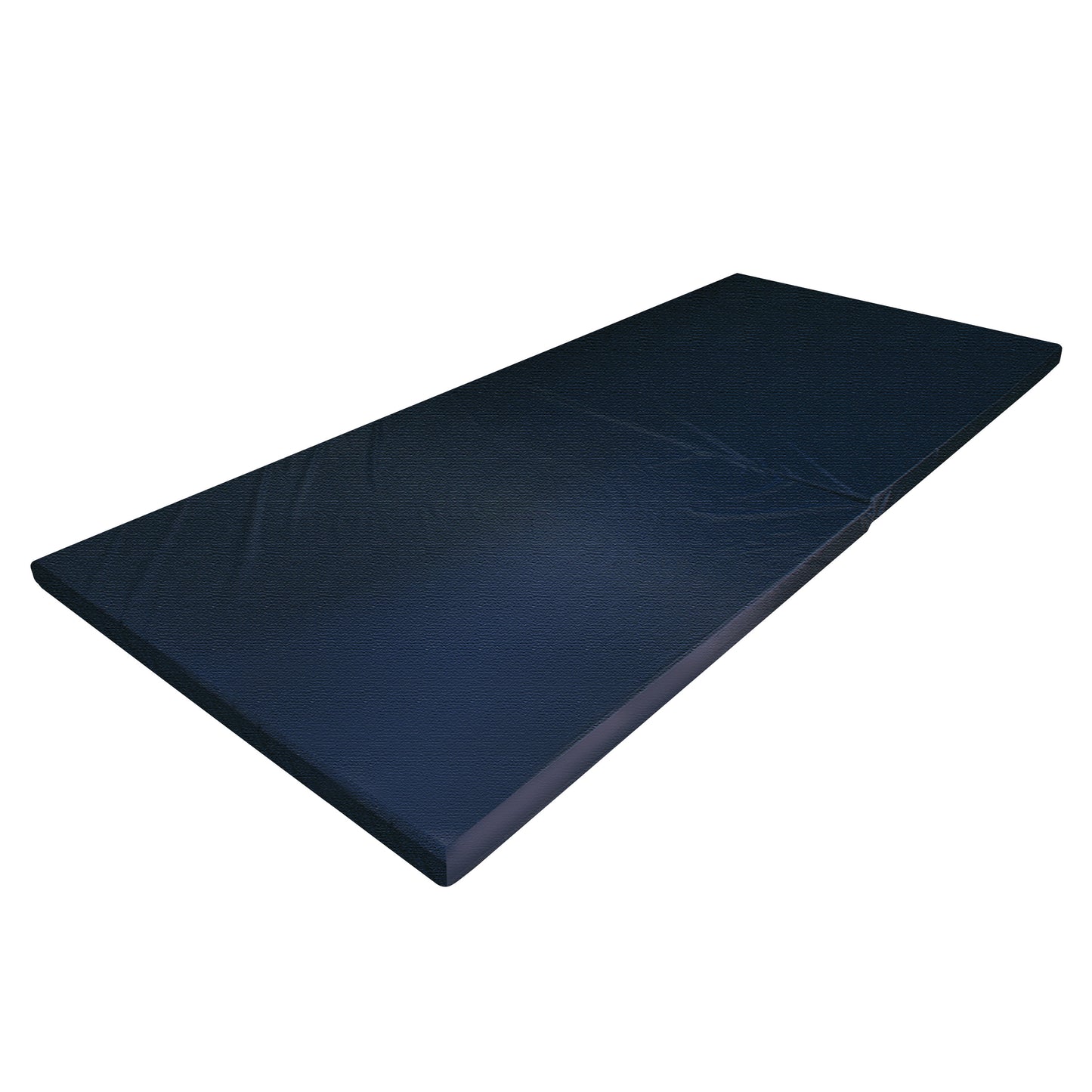A NYOrtho Bedside Safety Mat with a dark blue surface, designed for bedside use, lying flat on a white background.