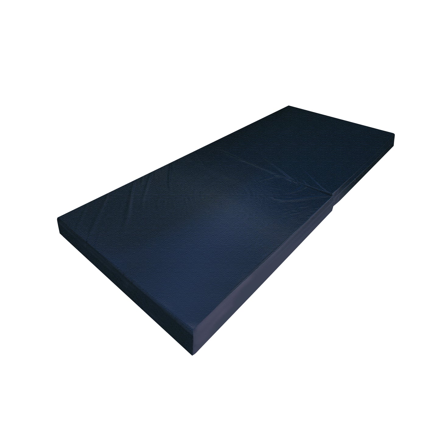 The NYOrtho Bedside Safety Mat is a flat, dark blue rectangular mat designed for cushioning falls beside a bed.
